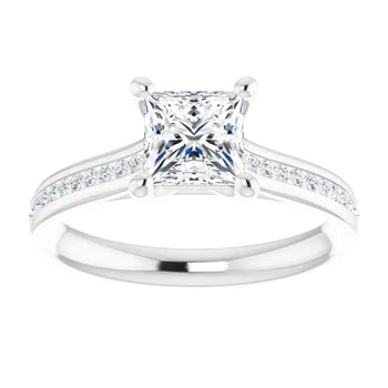 18ct WG Princess & Round cut Lab Grown Accented Diamond Ring