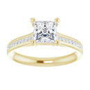 18ct White Gold - Princess & Round cut Lab Grown Accented Diamond Ring