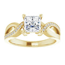 18ct Yellow Gold - Princess & Round cut Lab Grown Accented Diamond Ring