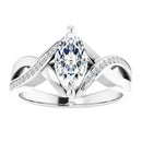18ct Yellow Gold - Marquise & Round cut Lab Grown Accented Diamond Ring