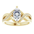 18ct Yellow Gold - Marquise & Round cut Lab Grown Accented Diamond Ring