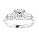 18ct White Gold - Round cut & Tapered Baguette Lab Grown Diamond Accented Ring
