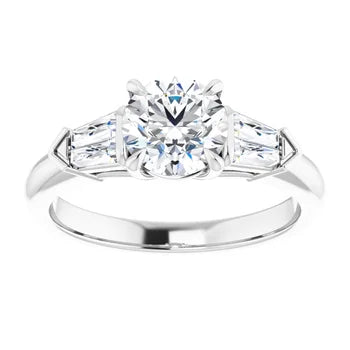 18ct WG Round cut& Tapered Baguette Lab Grown Diamond Accented Ring