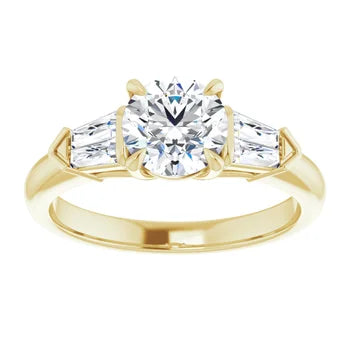 18ct WG Round cut& Tapered Baguette Lab Grown Diamond Accented Ring