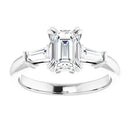 18ct Yellow Gold - Emerald & Tapered Baguette Lab Grown Diamond Accented Ring