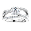 18ct White Gold - Cushion & Round cut Lab Grown Diamond Accented Ring