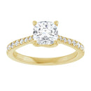 18ct Yellow Gold - Cushion & Round cut Lab Grown Diamond Accented Ring