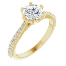 18ct Yellow Gold - six claw Round cut Lab Grown Diamond Accented Ring