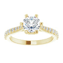 18ct Yellow Gold - six claw Round cut Lab Grown Diamond Accented Ring