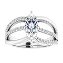 18ct White Gold - Marquise & Round cut Lab Grown Diamond Accented Ring