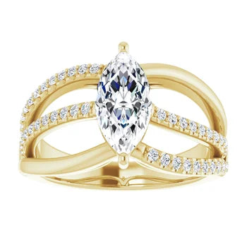 18ct WG Marquise & Round cut Lab Grown Diamond Accented Ring