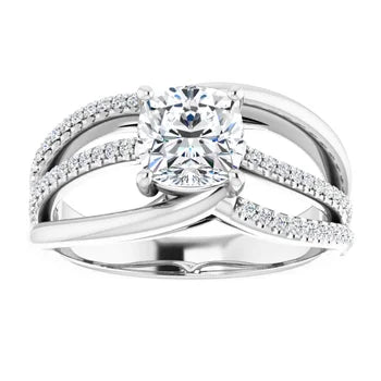 18ct YG Cushion & Round cut Lab Grown Diamond Accented Ring