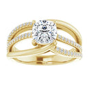 18ct Yellow Gold - Cushion & Round cut Lab Grown Diamond Accented Ring