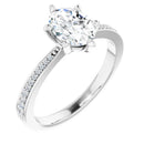 18ct Yellow Gold - Oval & Round cut Lab Grown Accented Diamond Ring