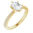 18ct Yellow Gold - Oval & Round cut Lab Grown Accented Diamond Ring