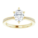 18ct Yellow Gold - Oval & Round cut Lab Grown Accented Diamond Ring