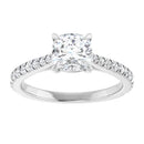 18ct White Gold - Cushion & Round cut Lab Grown Accented Diamond Ring