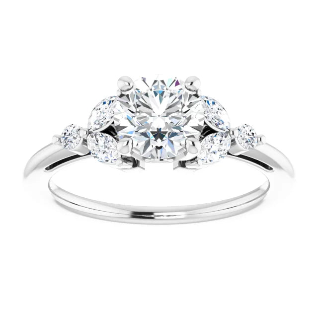 18ct YG Round & Marquise cut Lab Grown Accented Diamond Ring