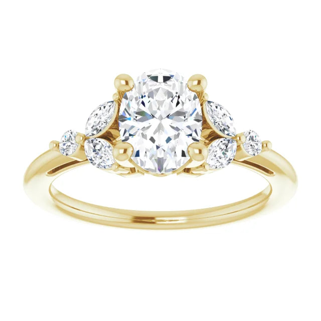 18ct WG Oval & Marquise & Round cut Lab Grown Accented Diamond Ring