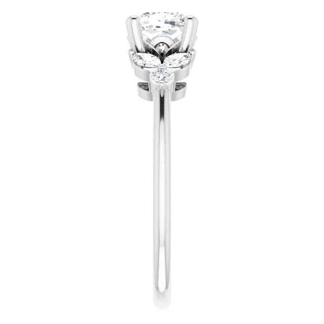 18ct YG Cushion & Marquise & Round cut Lab Grown Accented Diamond Ring