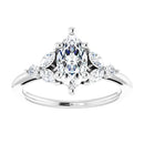 18ct Yellow Gold - Marquise & Round cut Lab Grown Accented Diamond Ring