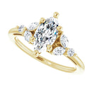 18ct Yellow Gold - Marquise & Round cut Lab Grown Accented Diamond Ring