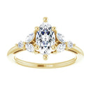 18ct Yellow Gold - Marquise & Round cut Lab Grown Accented Diamond Ring