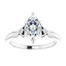 18ct White Gold - Marquise & Round cut Lab Grown Accented Diamond Ring
