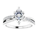 18ct White Gold - Marquise & Round cut Lab Grown Accented Diamond Ring