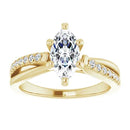 18ct White Gold - Marquise & Round cut Lab Grown Accented Diamond Ring