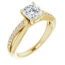 18ct Yellow Gold - Cushion & Round cut Lab Grown Accented Diamond Ring