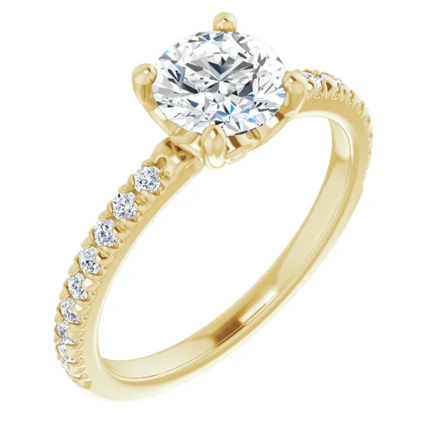 18ct Yellow Gold - Round cut Lab Grown Accented Diamond Ring