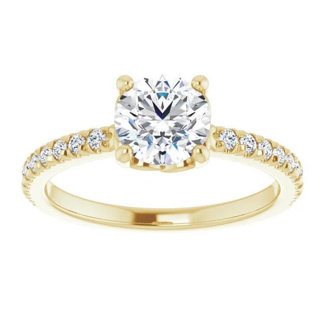 18ct Yellow Gold - Round cut Lab Grown Accented Diamond Ring