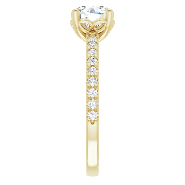 18ct Yellow Gold - Round cut Lab Grown Accented Diamond Ring