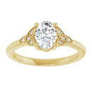 18ct Yellow Gold - Oval & Round cut Lab Grown Accented Diamond Ring