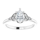18ct Yellow Gold - Pear & Round cut Lab Grown Accented Diamond Ring