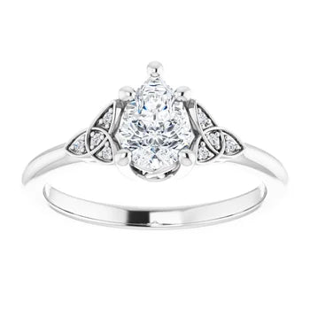 18ct Yellow Gold - Pear & Round cut Lab Grown Accented Diamond Ring