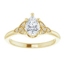 18ct Yellow Gold - Pear & Round cut Lab Grown Accented Diamond Ring