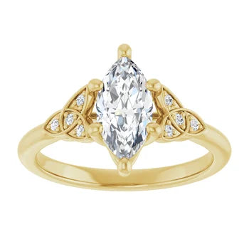 18ct WG Marquise & Round cut Lab Grown Accented Diamond Ring
