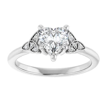 18ct WG Heart & Round cut Lab Grown Accented Diamond Ring