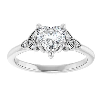 18ct White Gold - Heart & Round cut Lab Grown Accented Diamond Ring