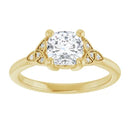18ct Yellow Gold - Cushion & Round cut Lab Grown Accented Diamond Ring