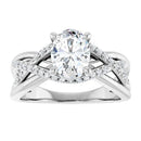 18ct White Gold - Oval & Round cut Lab Grown Diamond Accented Ring