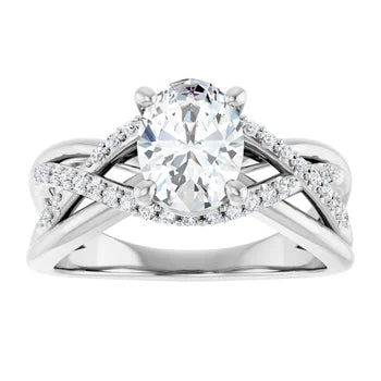 18ct WG Oval & Round cut Lab Grown Diamond Accented Ring
