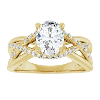 18ct WG Oval & Round cut Lab Grown Diamond Accented Ring