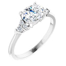 18ct White Gold - Oval & Round cut Lab Grown Accented Diamond Ring