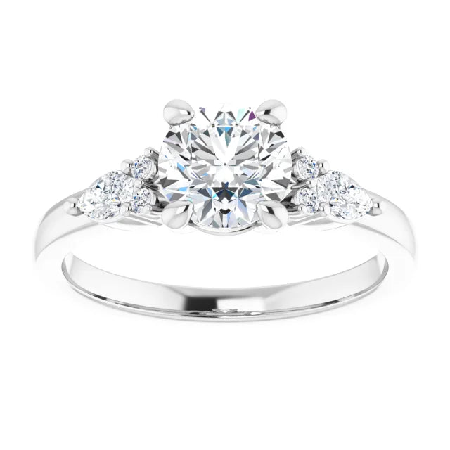 18ct YG Round & Marquise cut Lab Grown Accented Diamond Ring