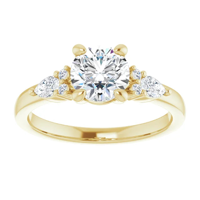 18ct YG Round & Marquise cut Lab Grown Accented Diamond Ring