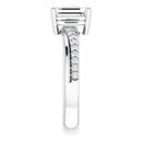 18ct White Gold - Emerald & Round cut Lab Grown Accented Diamond Ring