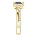 18ct White Gold - Emerald & Round cut Lab Grown Accented Diamond Ring